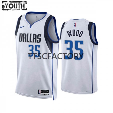Maglia NBA Dallas Mavericks Christian Wood 35 Nike 2022-23 Association Edition Bianco Swingman - Bambino
